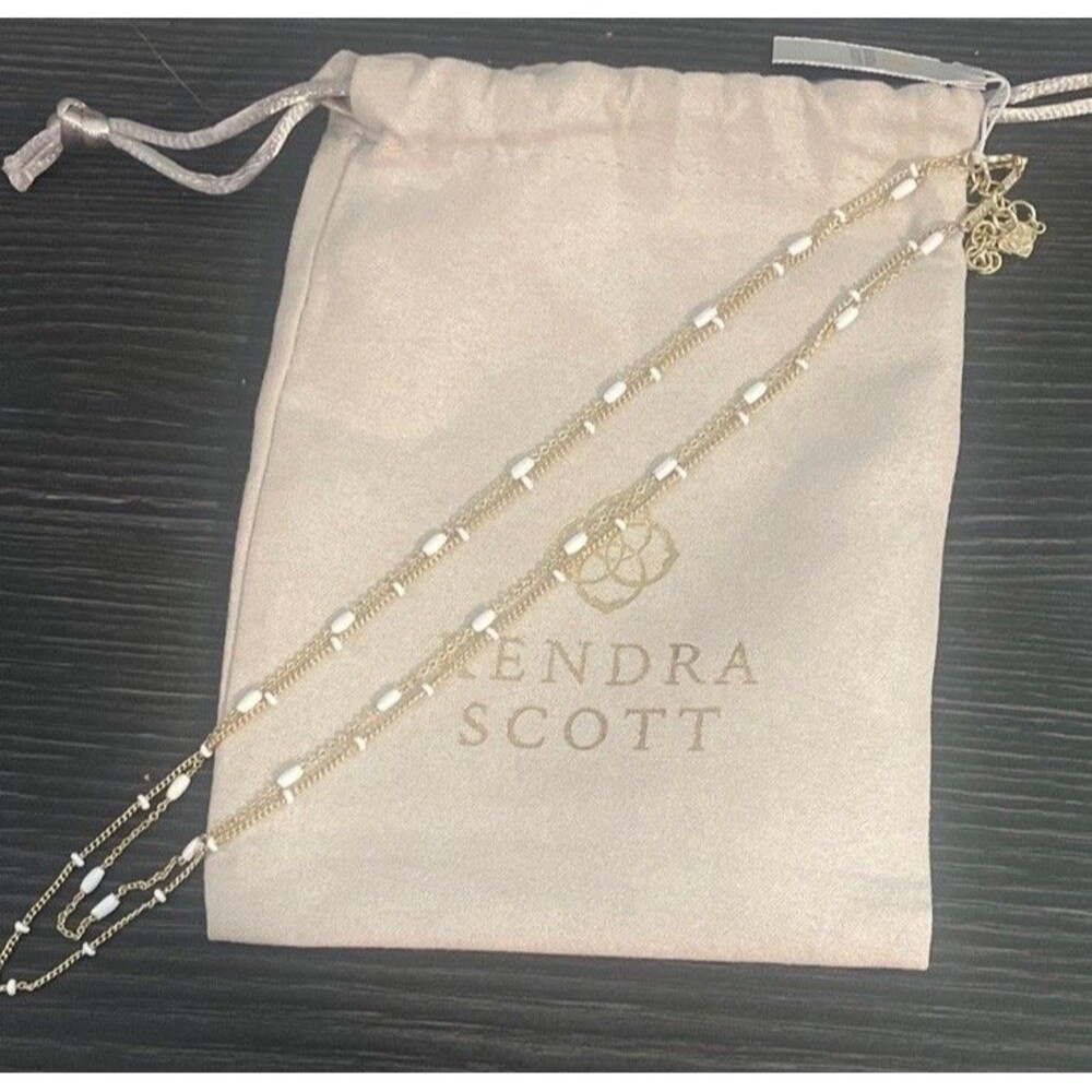 Kendra Scott Dottie Multistrand Necklace Gold White NWT 16”